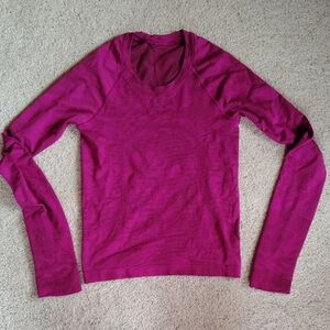 Lululemon Long Sleeve Crewneck Tee in Deep Magenta